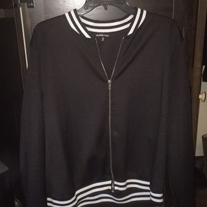 Black Bomber Jacket with White Striped Rims